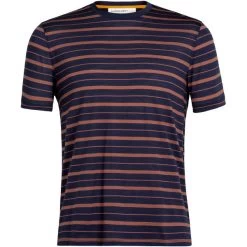 ICEBREAKER M WAVE SS TEE STRIPE MIDNIGHT NAVY/GRAPE 22
