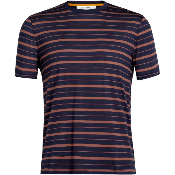 ICEBREAKER M WAVE SS TEE STRIPE MIDNIGHT NAVY/GRAPE 22