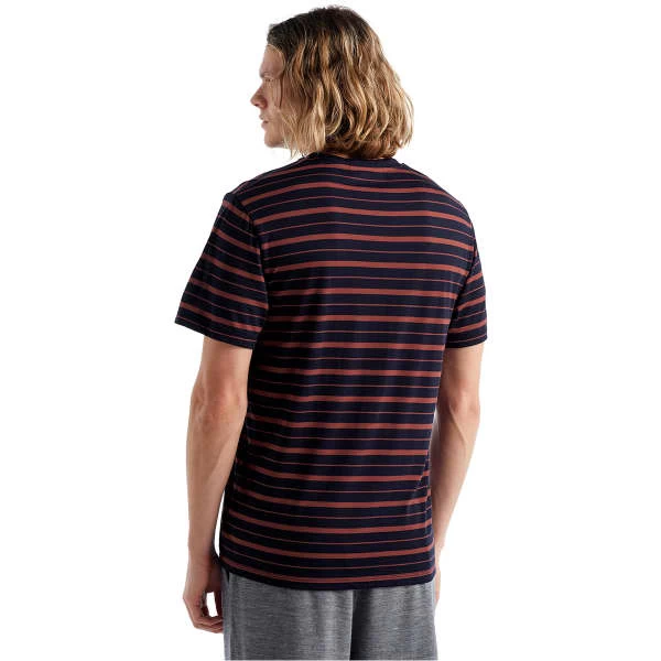 ICEBREAKER M WAVE SS TEE STRIPE MIDNIGHT NAVY/GRAPE 22 – Image 3