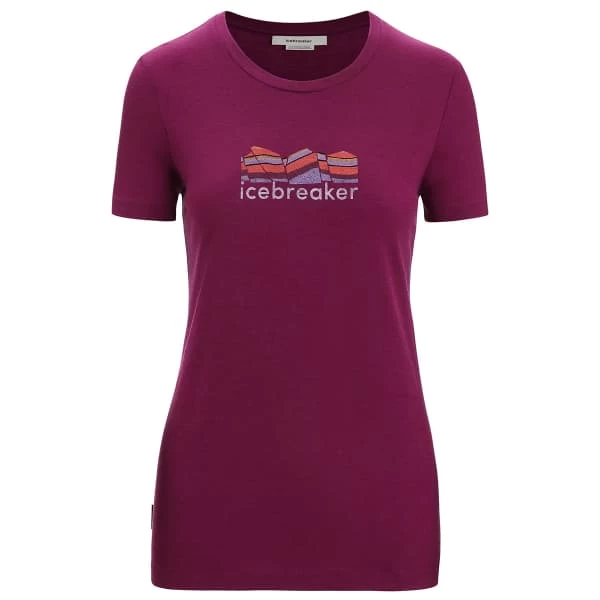 ICEBREAKER MERINO W TECH LITE II SS TEE MOUNTAIN GEOLOGY GO BERRY 23
